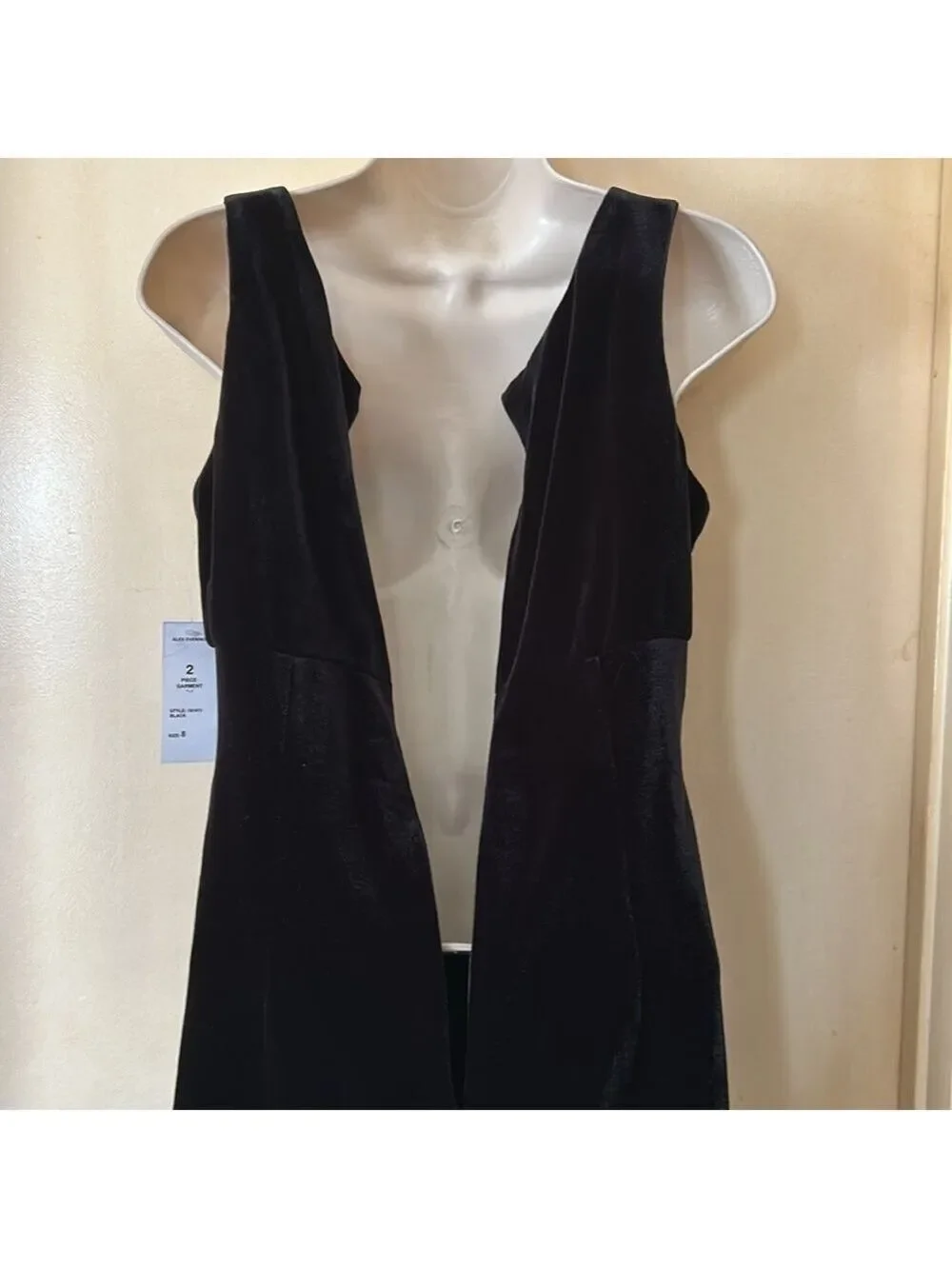 Alex Evenings 2 piece black velvet dress and bolero with rhinestone trim size 8